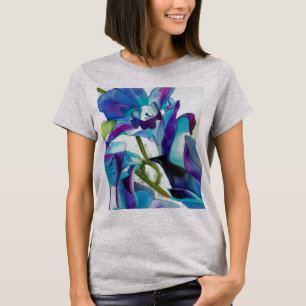 T-shirt Art pourpre d'aquarelle de fleur d'orchidée de