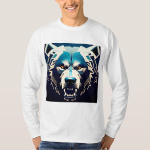 T-shirt Art stylisé d'ours féroce avec reflets néon abstra