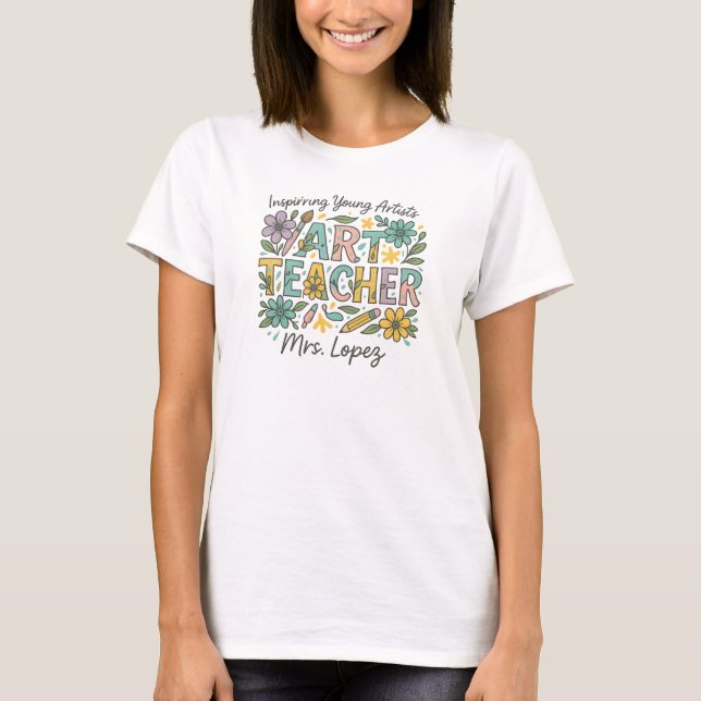 T-shirt  Art Teacher – Creative Floral Printable (Devant)