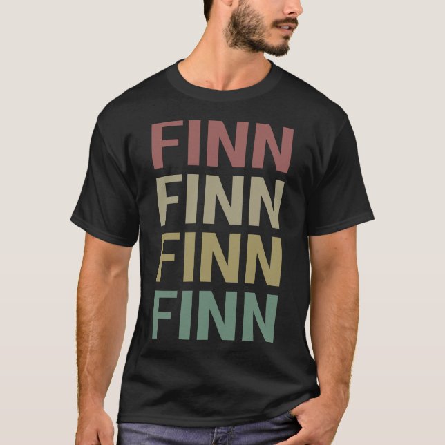 T-shirt Art texte coloré - Nom Finn (Devant)