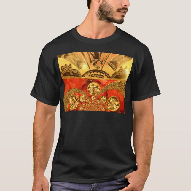 T-shirt Art traditionnel africain rouge doré (Devant)