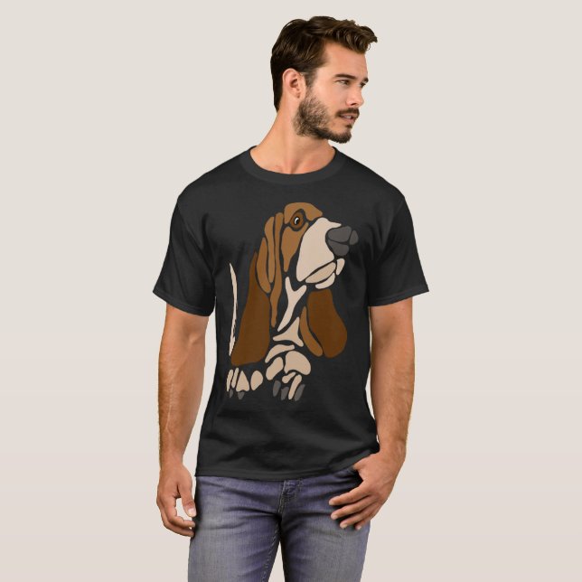 T-shirt Art unique drôle de chien de Basset Hound (Devant entier)