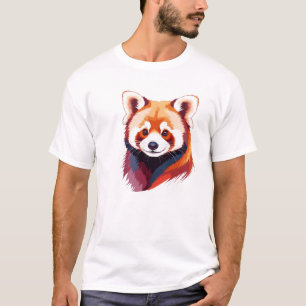 T-shirt Art vectoriel Panda Rouge aux couleurs vives