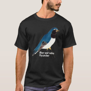 T-shirt Art vintage japonais Oiseau Bleu et blanc Mouchero