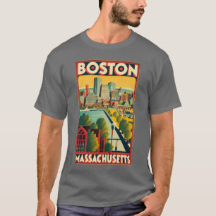 T-shirt Art Vintage voyage de Boston Massachusetts US