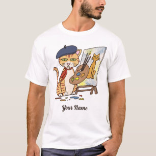 T-shirt Artiste Chat - Orange Tabby Peintre Kitty Chat Lov