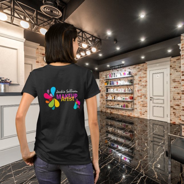 T-shirt Artiste de maquillage à éclaboussure de couleur (Color Splash makeup artist business promotional t-shirt design to get your client's attention.)