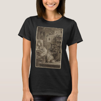 T-shirt Artiste de tatouage de chat sépia vintage – Victor