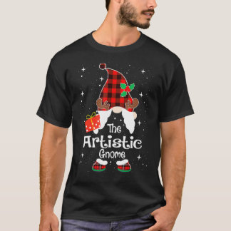 T-shirt Artiste Gnome Buffalo Plaid Matching Famille Chris