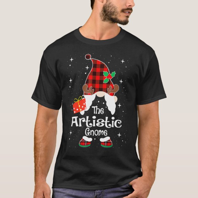 T-shirt Artiste Gnome Buffalo Plaid Matching Famille Chris (Devant)