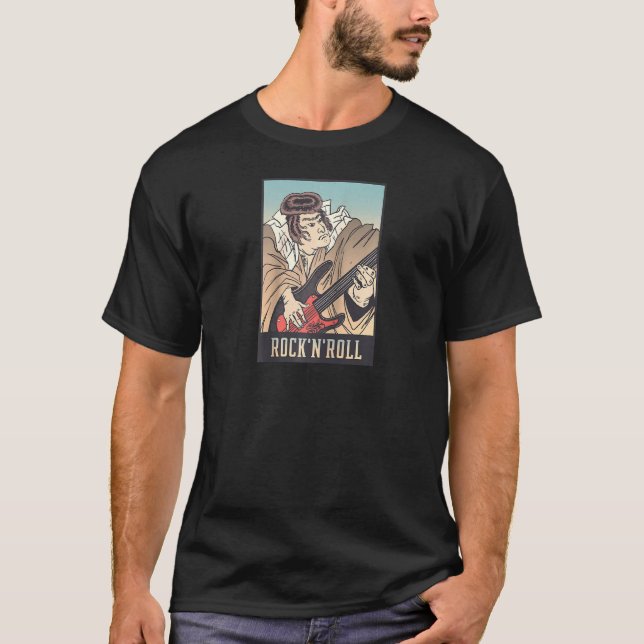 T-shirt Artiste guitariste japonais Samurai Jouer de la gu (Devant)