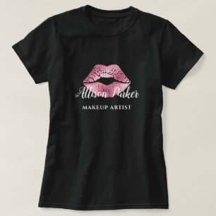 T-shirt Artiste Maquillage Logo Kiss Nom Rose