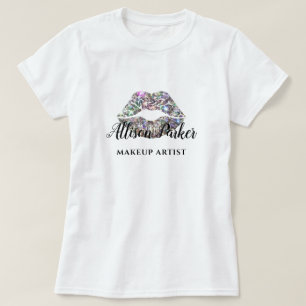 T-shirt ARTISTE MAQUILLEUSE Logo Kiss Nom Paillettes