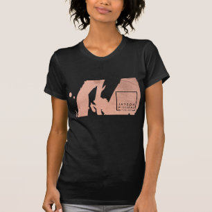 T-shirt Artiste moderne Rose Abstrait Gold/Black Brushstro