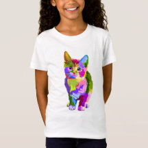 T-shirt artiste multi-couleurs Chat/Kitten Girl's