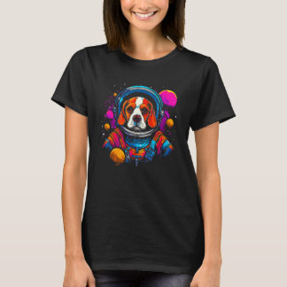 T-shirt Artiste Populaire Planète Chien Beagle Espace