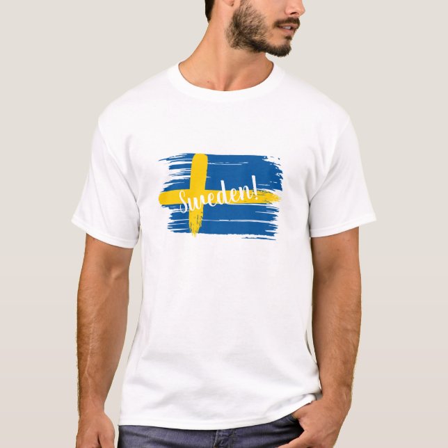 T-shirt Artistic Brushstroke Sweden Flag (Devant)