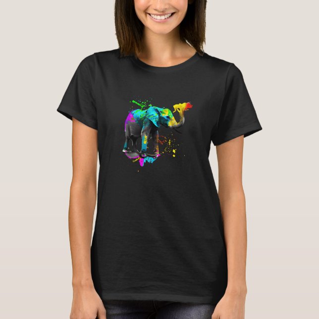 T-shirt Artistic Elephant Paint Splash (Devant)