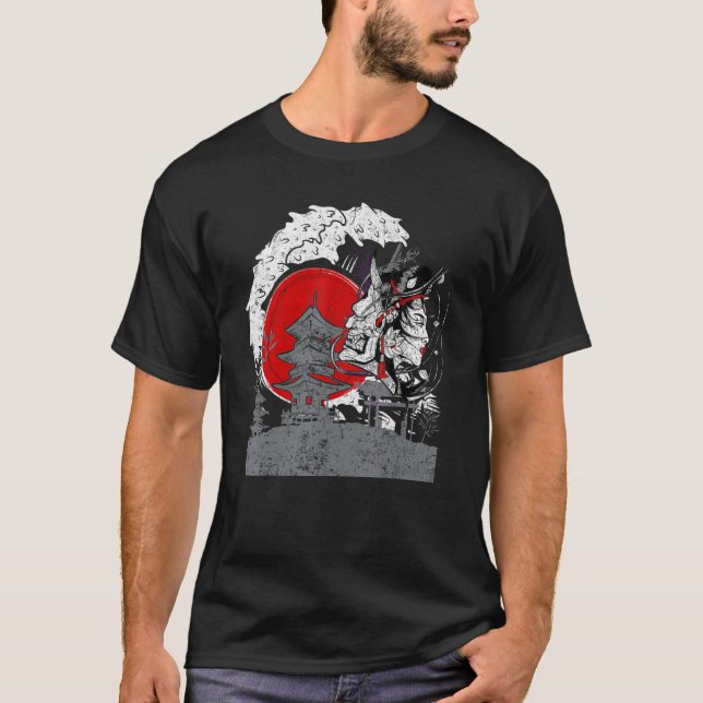 T-shirt Arts Martiaux Japonais Tengu Samurai Avec Geisha J (Devant)