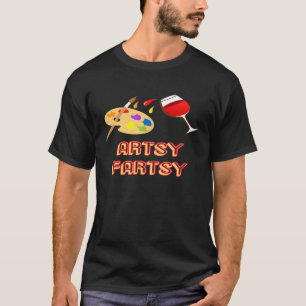 T-shirt Artsy Fartsy Chemise Drôle Vin Vin Verre Peinture 