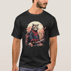 T-shirt Artwork Ninja Cat Samouraï