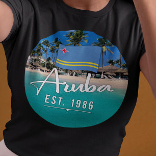 T-shirt "Aruba Est. Plage Drapeau 1986"