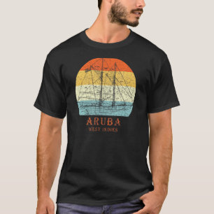 T-shirt Aruba West Indies Vintage Blueprint Voilier Vacat
