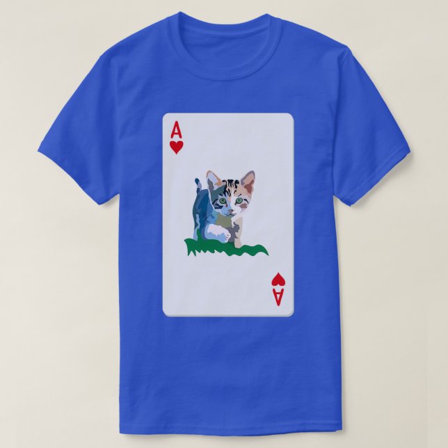 T-shirt As de cœur carte à jouer avec chat (Design devant)