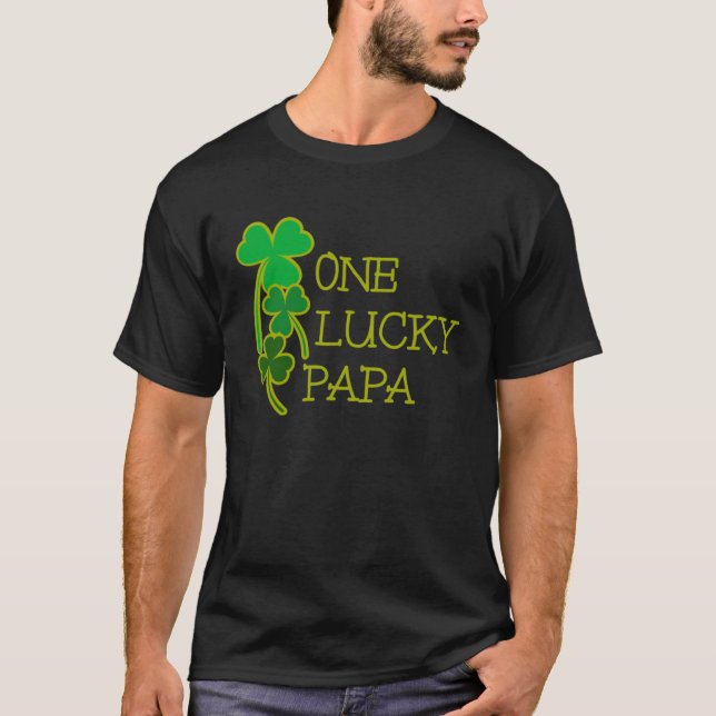T-shirt AS tees Fun One Lucky Papa Shamrock St Patty Patri (Devant)