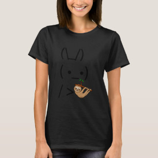T-shirt Ascii Bunny Rabbit Holding A Sloth