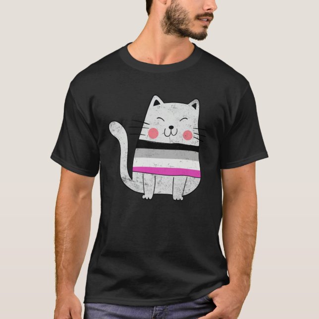 T-shirt Asexual Flag LGBTQ Cats Pride Cat (Devant)
