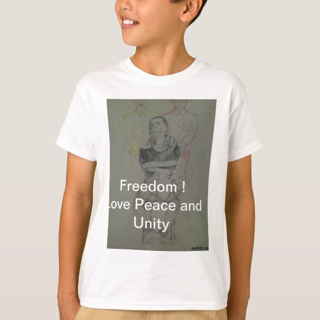 T-shirt Ash Grey : Lovely Freedom Peace and Unity (Devant)