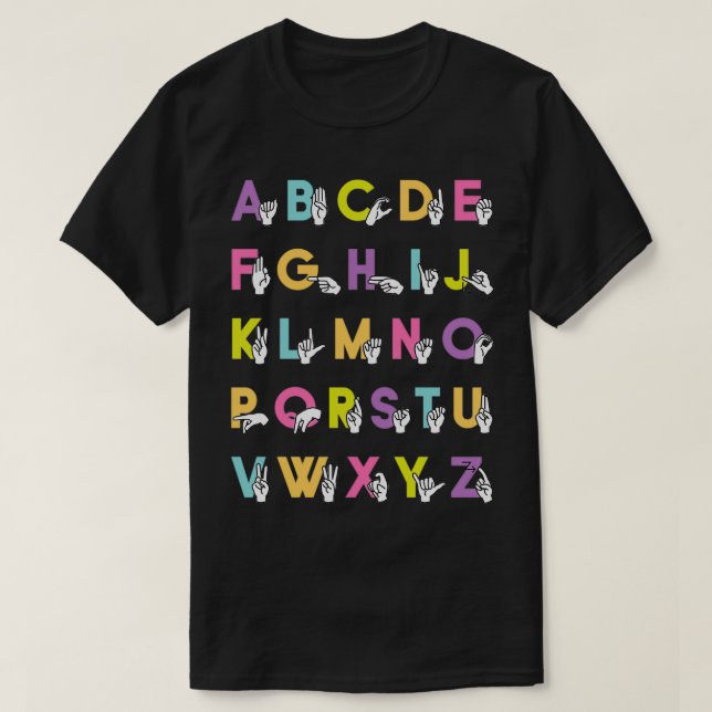T-shirt ASL Alphabet Langue des signes pour toujours rose (Design devant)