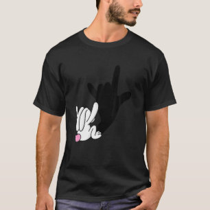 T-shirt ASL Bunny Réflexion I Love You Hand Sign Language