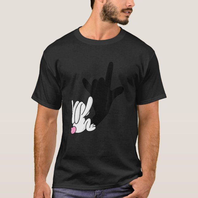 T-shirt ASL Bunny Réflexion I Love You Hand Sign Language (Devant)