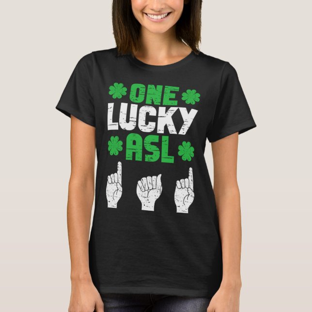 T-shirt ASL Dad Sign Language Deaf Pride Father St Patrick (Devant)