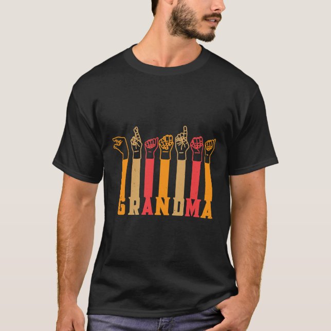 T-shirt ASL Grandma American Sign Language Grand-mère Mot (Devant)