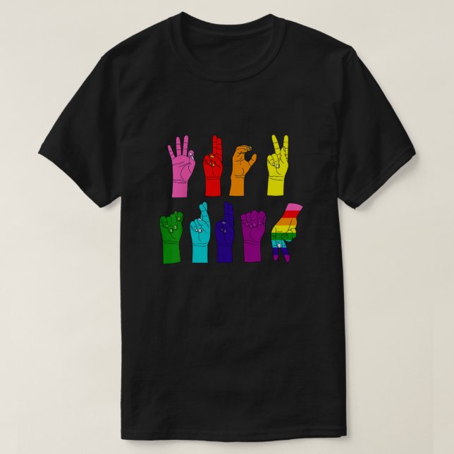 T-shirt ASL Hands - Rainbow Resistance Message (Design devant)