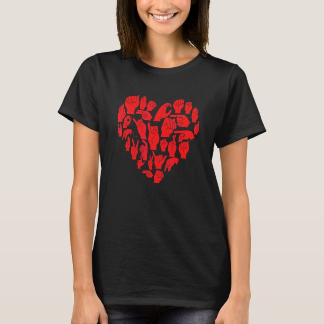 T-shirt Asl I Love You Love Hand Gestures American Sign L (Devant)