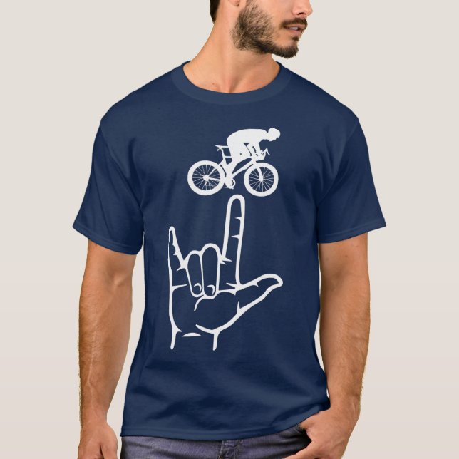 T-shirt ASL Langue Des Signes Cyclisme Sport Je T'Aime Mai (Devant)