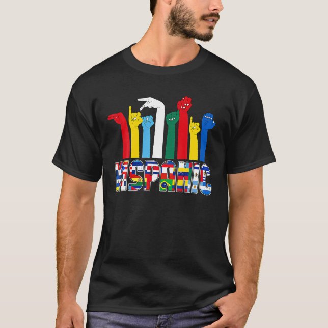 T-shirt ASL Langue Pays Drapeaux Latinx Hérite hispanique (Devant)