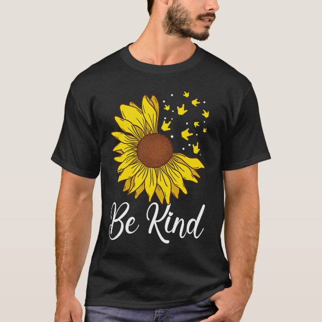 T-shirt ASL Love Be Kind Sunflower Deaf (Devant)