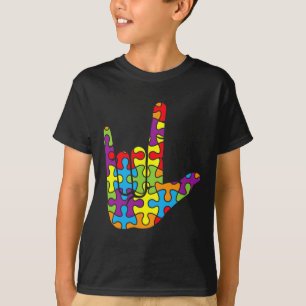 T-shirt ASL Love Langue des signes Autistique Puzzle Autis