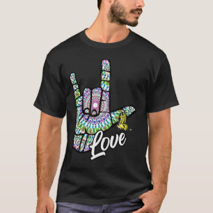 T-shirt ASL Love You Main Sign Language Butterfly Deaf Awa