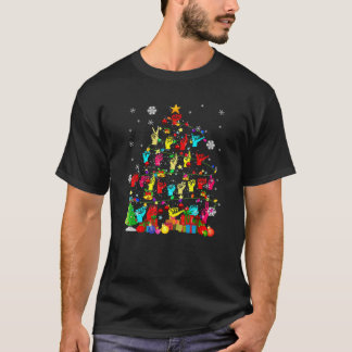 T-shirt ASL Noël Arbre Lumières ASL Langue des signes H