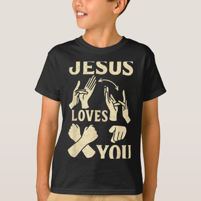 T-shirt Asl Teacher American Sign Language Christian Jesus (Devant)