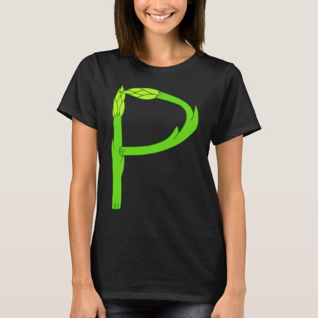 T-shirt Asparagus Pee Letter P Visual Pun Vegetable Humor (Devant)