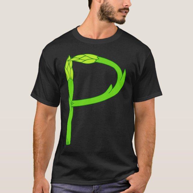 T-shirt Asparagus Pee Letter P Visual Pun Vegetable Humor (Devant)