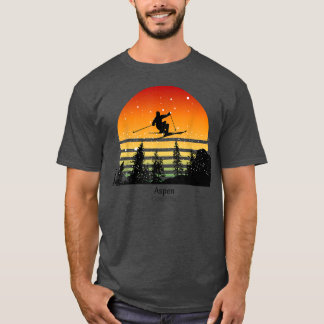 T-shirt Aspen Colorado Ski au coucher du soleil Ski Vintag