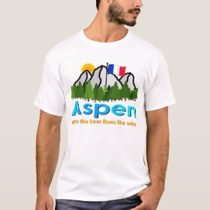 T-shirt Aspen : Là où la bière coule comme le vin